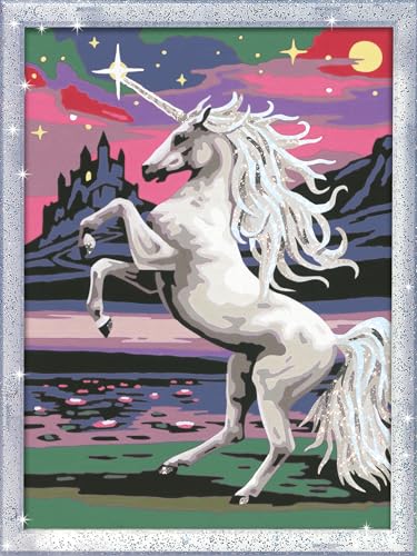 Ravensburger CreArt 28563 - Magisches Einhorn - Malen nach Zahlen für Kinder ab 9 Jahre, Malset mit Rahmen, Pinsel und Acrylfarben, Geschenk für Mädchen und Jungen, mit Glitzer von Ravensburger