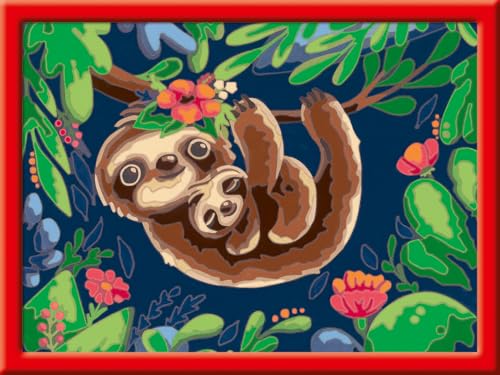 Ravensburger CreArt 28698 - Niedliche Faultiere - Malen nach Zahlen für Kinder ab 9 Jahre, Malset mit Rahmen, Pinsel und Acrylfarben, Geschenk für Mädchen und Jungen Ravensburger CreArt 28698 - Niedliche Faultiere - Malen nach Zahlen für Kinder ab 9 Jahre, Malset mit Rahmen, Pinsel und Acrylfarben, Geschenk für Mädchen und Jungen von Ravensburger
