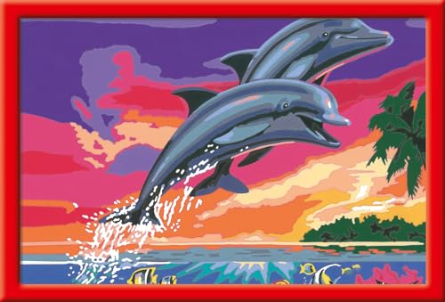 Ravensburger CreArt 28907 - Welt der Delfine - Malen nach Zahlen für Kinder ab 9 Jahre, Malset mit Rahmen, Pinsel und Acrylfarben, Geschenk für Mädchen und Jungen von Ravensburger