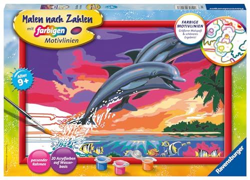 Ravensburger Malen nach Zahlen 28907 - Welt der Delfine Kinder ab 9 Jahren von Ravensburger