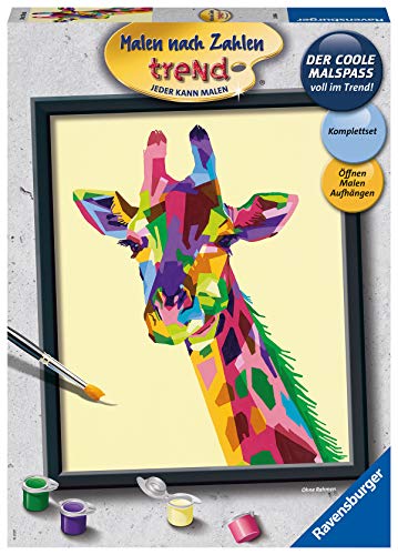Ravensburger Malen nach Zahlen 28926 Bunte Giraffe - Malen nach Zahlen für Erwachsene. Perfektes Malergebnis durch hochwertiges Künstlerzubehör, ohne Rahmen von Ravensburger
