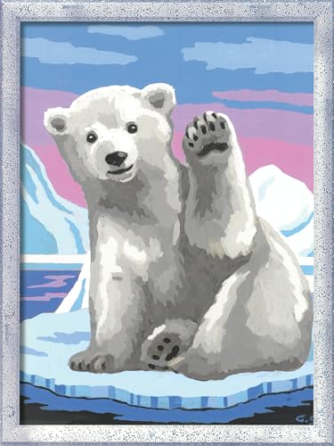 Ravensburger CreArt 28985 - Hallo, Kleiner Eisbär - Malen nach Zahlen für Kinder ab 9 Jahre, Malset mit Rahmen, Pinsel und Acrylfarben, Geschenk für Mädchen und Jungen, mit Glitzer von Ravensburger