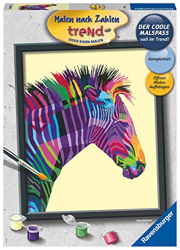 Ravensburger Tiere Malen nach Zahlen 28988 – Buntes Zebra – ab 12 Jahren von Ravensburger