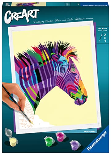 Ravensburger CreArt 28994 - Funky Zebra - Malen nach Zahlen Erwachsene, DIY Malset mit Pinsel und Acrylfarben, Geschenk für Frauen und Männer, Malen für Erwachsene Ravensburger CreArt 28994 - Funky Zebra - Malen nach Zahlen Erwachsene, DIY Malset mit Pinsel und Acrylfarben, Geschenk für Frauen und Männer, Malen für Erwachsene von Ravensburger