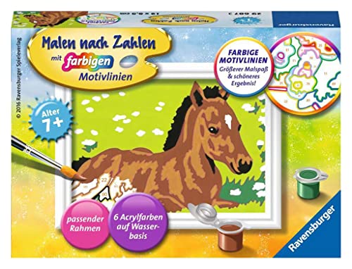 Ravensburger CreArt 29687 - Kleines Fohlen - Malen nach Zahlen Pferd für Kinder ab 7 Jahre, Malset mit Rahmen, Pinsel und Acrylfarben, Geschenk für Mädchen und Jungen von Ravensburger