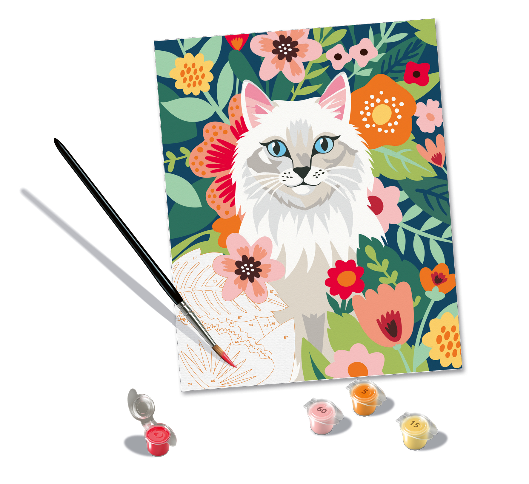 Ravensburger Malen nach Zahlen - CréArt - Weiße Katze & Blumen Ravensburger-23146 von Ravensburger