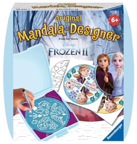 Ravensburger Mandala Designer Mini Frozen 2 29025, Zeichnen Lernen mit Anna und ELSA für Kinder ab 6 Jahren, Kreatives Zeichen-Set mit Mandala-Schablone für farbenfrohe Mandalas von Ravensburger