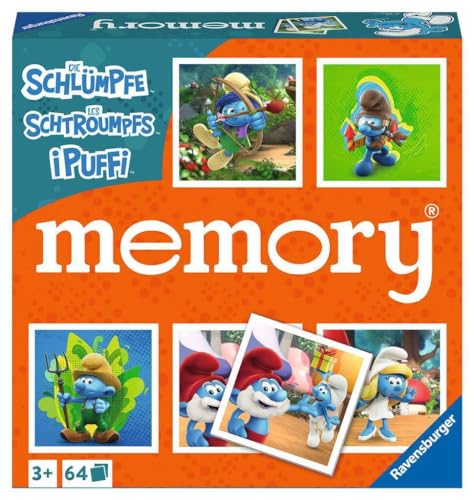 Ravensburger Memory® Schlümpfe - 20926 - der Spieleklassiker mit tollen Bildern der lustigen, blauen Schlümpfe, Merkspiel für 2-8 Spieler ab 3 Jahren von Ravensburger