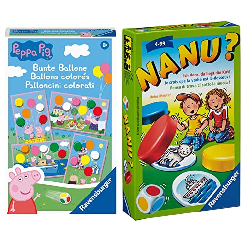 Ravensburger Mitbringspiel 20853 Peppa Pig Bunte Ballone Lustiges Farbwürfelspiel für Kinder ab 3 Jahren & 23063 - Nanu? Mitbringspiel für 2-4 Spieler, Merkspiel ab 4 Jahren von Ravensburger