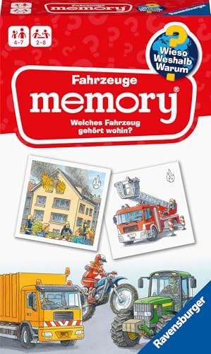Ravensburger 20647 - Fahrzeuge Memory® Wieso? Weshalb? Warum? der Spieleklassiker für 2-6 Spieler, Kinderspiel für alle Fahrzeug-Fans ab 4 bis 7 Jahren von Ravensburger