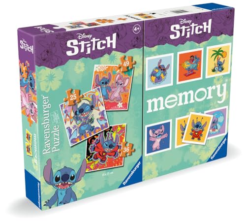 Ravensburger - Multipack Memory® und Disney Stitch-Puzzle, Puzzle und Spiel für Kinder, ab 4 Jahren von Ravensburger