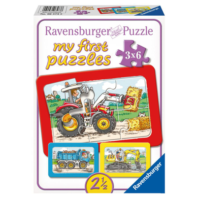 Ravensburger My first Puzzle - Rahmenpuzzle Bagger, Traktor und Kipplader, 3x6 Teile von Ravensburger