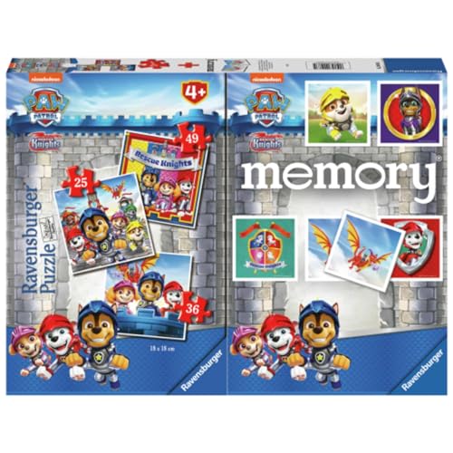 Ravensburger - Multipack Paw Patrol 2, Memory® 48 Karten + 3 Puzzles Kinder 25/36/49 Teile, 4+ Jahre von Ravensburger