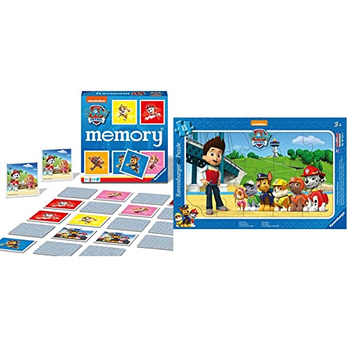 Ravensburger Paw Patrol Memory - 20887 - Spieleklassiker für alle Fans der TV-Serie Paw Patrol, Merkspiel für 2-8 Spieler ab 3 Jahren & Kinderpuzzle - 06124 Paw Patrol - Rahmenpuzzle mit 15 Teilen von Ravensburger