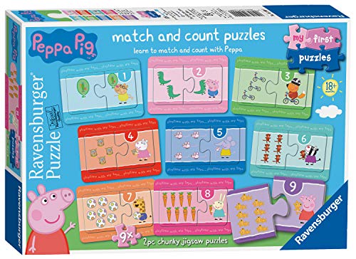 Ravensburger Peppa Pig 9 x 2 Stück Chunky Puzzle für Kinder ab 18 Monaten – Lernspielzeug für Kleinkinder von Ravensburger