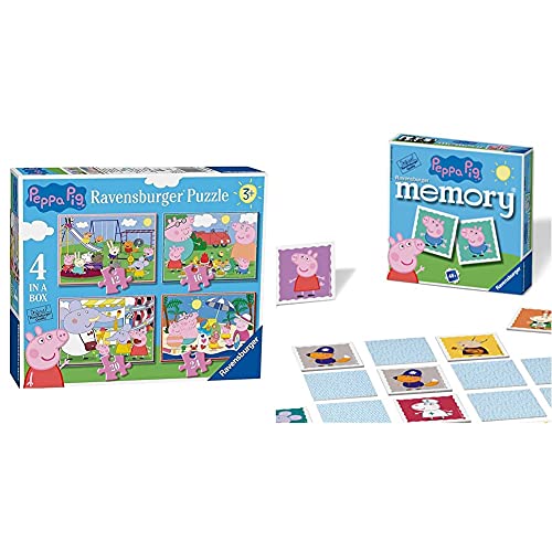 Ravensburger Peppa Wutz Puzzle für Kinder ab 3 Jahren, 10,2 cm (12, 16, 20, 24 Teile) & Peppa Pig Mini-Memory, klassisches Bilder-Schnapp-Spiel für passende Paare, 21376 von Ravensburger