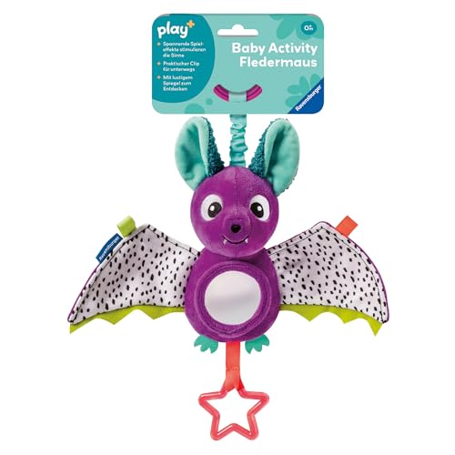 Ravensburger Play+ Baby Activity-Fledermaus - Baby-Spielzeug ab 0 Monate, Kinderwagenspielzeug, Plüschtier - Play Plus - 12034051 von Ravensburger