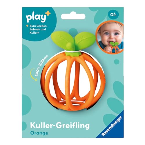 Ravensburger Play+ Kuller-Greifling: Orange - Zahnungshilfe, Silikon Baby-Spielzeug ab 0 Monate - Play Plus -12034042 von Ravensburger