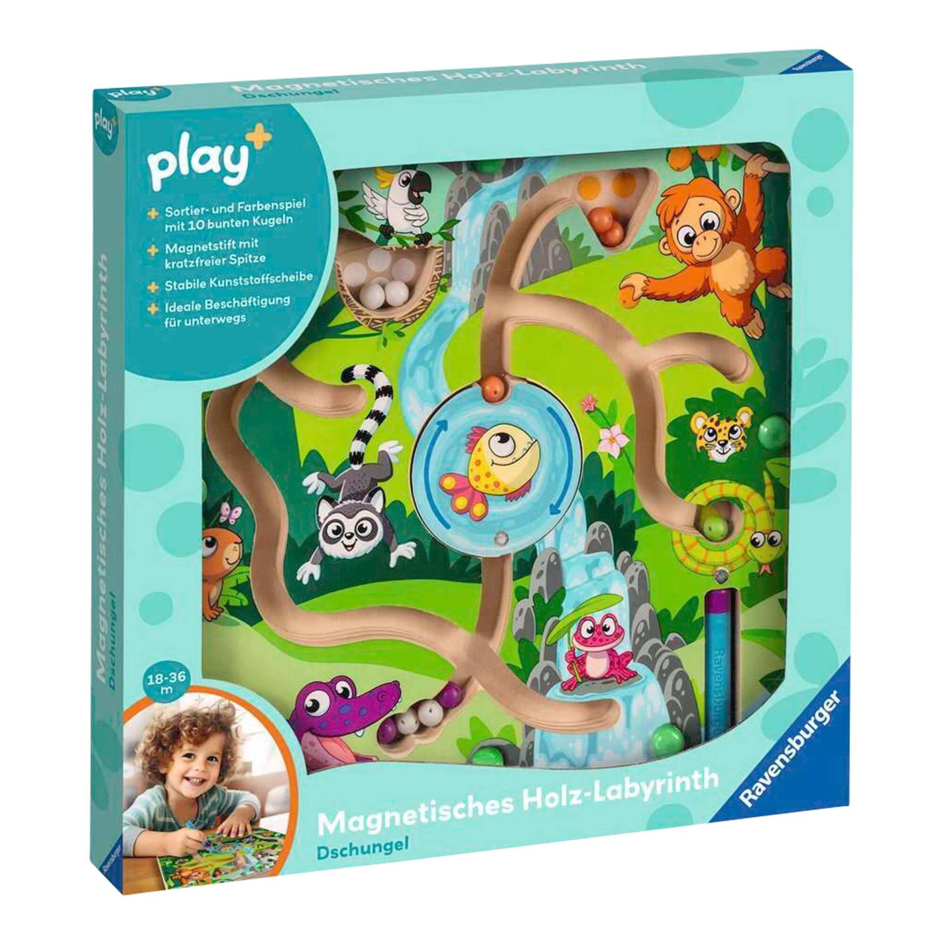 Ravensburger Play+ Magnetisches Holz-Labyrinth Dschungel von Ravensburger