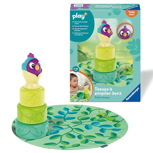 Ravensburger -Play + – 3-in-1-Tassen zum Stapeln, Kleiner Vogel, ab 6 Monaten – französische Version – 34007 von Ravensburger