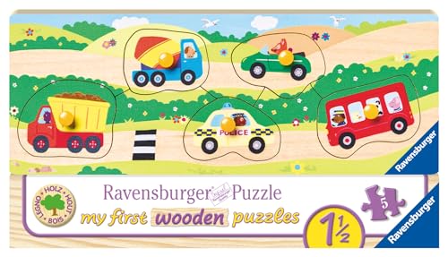 Ravensburger Kinderpuzzle - 03236 Allererste Fahrzeuge - my first wooden puzzle mit 5 Teilen - Puzzle für Kinder ab 1,5 Jahren - Holzpuzzle von Ravensburger
