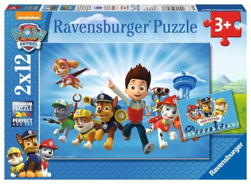 Ravensburger Kinderpuzzle - 07586 Ryder und die Paw Patrol - Puzzle für Kinder ab 3 Jahren, Paw Patrol Puzzle mit 2x12 Teilen von Ravensburger