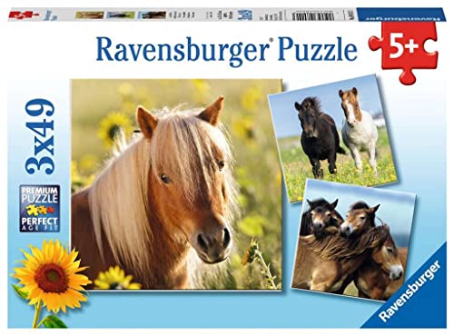 Ravensburger Kinderpuzzle - 08011 Liebe Pferde - Puzzle für Kinder ab 5 Jahren, Puzzle mit 3x49 Teilen von Ravensburger