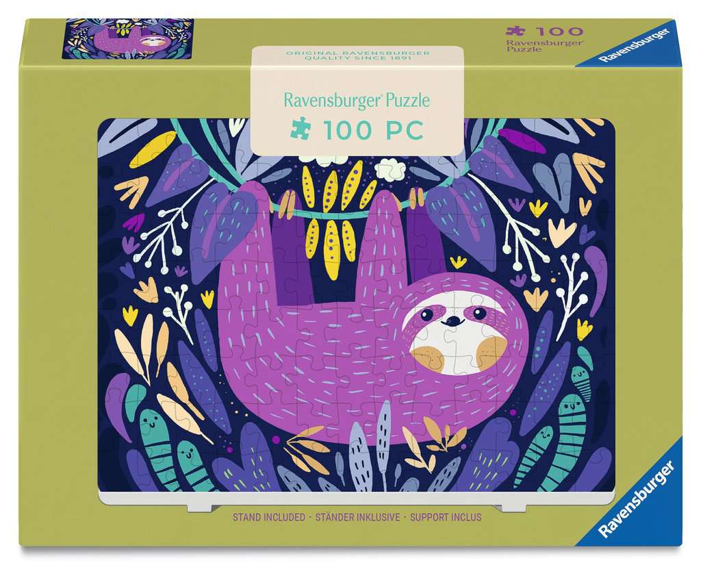 Ravensburger Puzzle 100 Teile Minipuzzle - Lächelndes lila Faultier - von Ravensburger