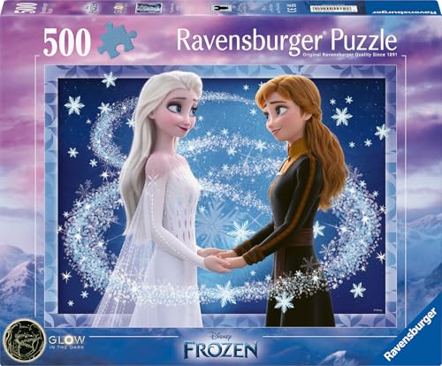 Ravensburger Puzzle 12000492 - Die Schwestern Anna und ELSA - Disneys Eiskönigin, 500 Teile Starline Puzzle für Erwachsene und Kinder ab 10 Jahren von Ravensburger