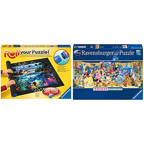 Ravensburger Puzzle 15109 - Disney Gruppenfoto - 1000 Teile Puzzle, Disney Puzzle im Panorama-Format & Roll Your Puzzle - Puzzlematte für Puzzles mit bis zu 1000 Teilen, Puzzleunterlage zum Rollen von Ravensburger