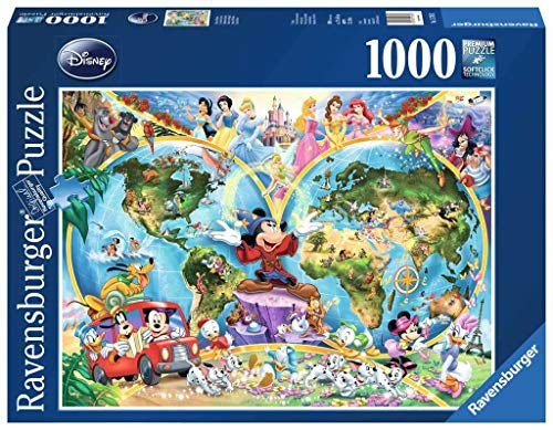 Ravensburger Puzzle 15785 - Disney's Weltkarte - 1000 Teile Puzzle für Erwachsene und Kinder, Puzzle-Weltkarte mit zahlreichen Disney Figuren von Ravensburger Erwachsenenpuzzle