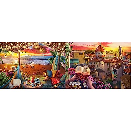 Ravensburger Puzzle 16795 - Sonnenuntergang am Strand - 500 Teile Puzzle für Erwachsene und Kinder ab 10 Jahren & Puzzle 16796 - Abendstimmung - 500 Teile Gold Edition von Ravensburger