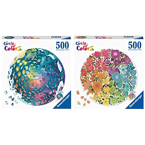 Ravensburger Puzzle 17170 Circle of Colors - Ocean & Submarine 500 Teile Puzzle & Puzzle 17167 Circle of Colors - Flowers 500 Teile Puzzle von Ravensburger