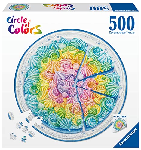 Ravensburger Puzzle 17349 - Circle of Colors Rainbow Cake - 500 Teile Rundpuzzle für Erwachsene und Kinder ab 12 Jahren von Ravensburger