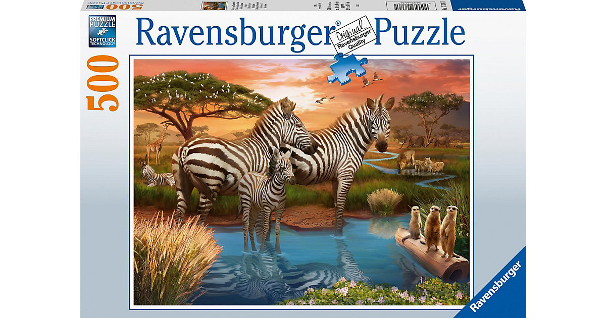 Ravensburger Puzzle 17376 Zebras am Wasserloch - 500 Teile Puzzle Erwachsene und Kinder ab 12 Jahren  Kinder von Ravensburger