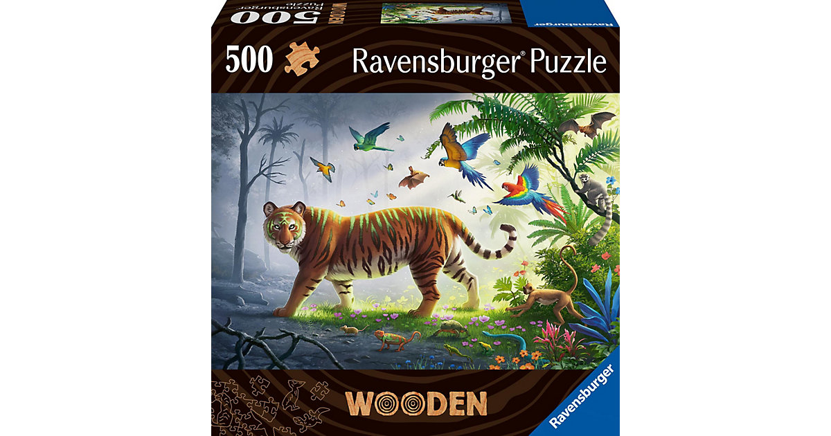 Ravensburger Puzzle 17514 - Tiger im Dschungel - 500 Teile Holzpuzzle, mit individuellen Puzzleformen und kleinen Holzfiguren (= Whimsies), Kinder und Erwachsene ab 14 Jahren  Erwachsene von Ravensburger