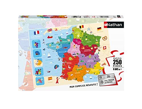 Nathan 4005556868759 Puzzle 250 Teile Karte von Frankreich Kinderpuzzle von NATHAN