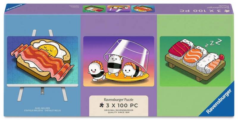 Ravensburger Puzzle 3 x 100 Teile - Minipuzzle-Trio Kawaii Breakfast, Lunch & Di... - von Ravensburger