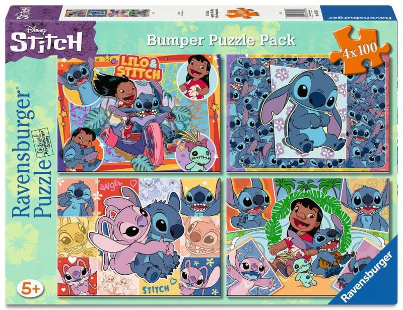 Ravensburger Puzzle 4 x 100 Teile XL - Disney Stitch: Aloha - von Ravensburger