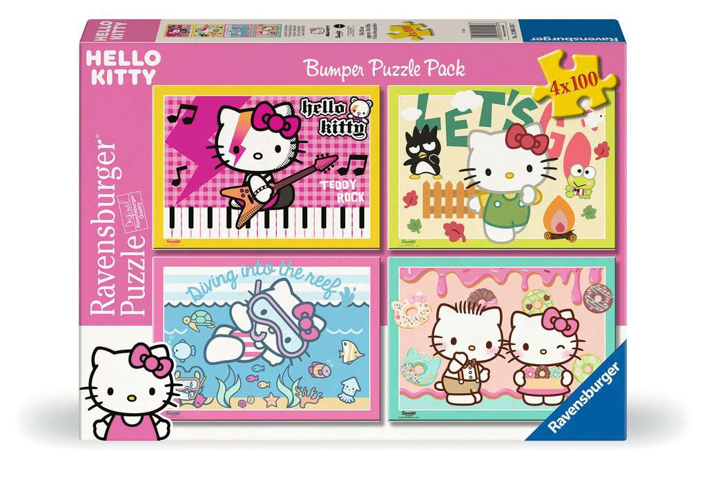 Ravensburger Puzzle 4 x 100 Teile XL - Los geht’s, Hello Kitty - von Ravensburger