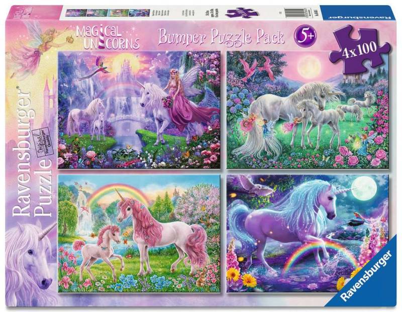 Ravensburger Puzzle 4 x 100 Teile XL - Magische Einhörner - von Ravensburger