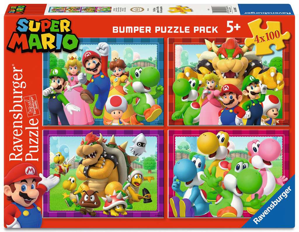 Ravensburger Puzzle 4 x 100 Teile XL - Super Mario: Zeit für Mario - von Ravensburger