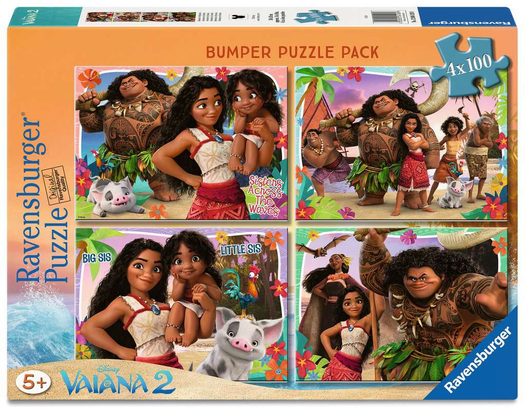 Ravensburger Puzzle 4 x 100 Teile XL - Vaiana 2: Abenteuer in Ozeanien - von Ravensburger