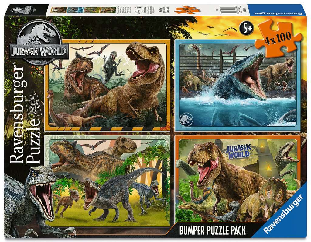 Ravensburger Puzzle 4 x 100 Teile XL - Willkommen in der Jurassic World - von Ravensburger