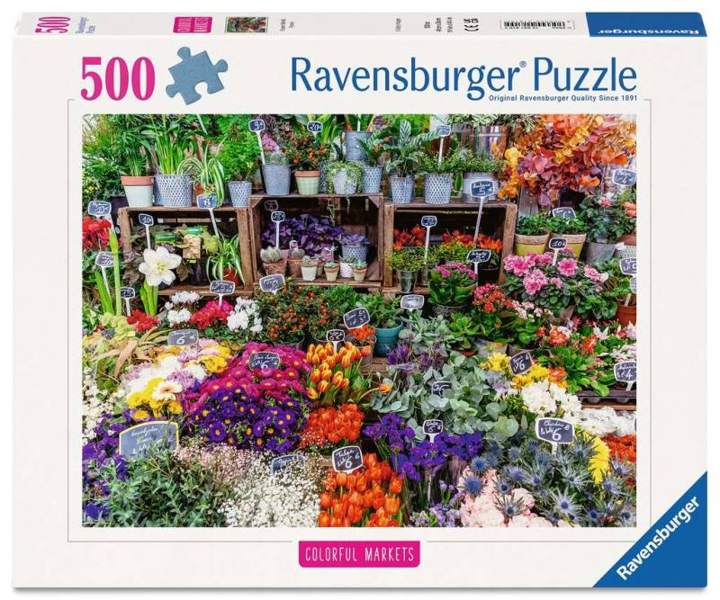 Ravensburger Puzzle 500 Teile - Blumenmarkt (Frankreich) - von Ravensburger