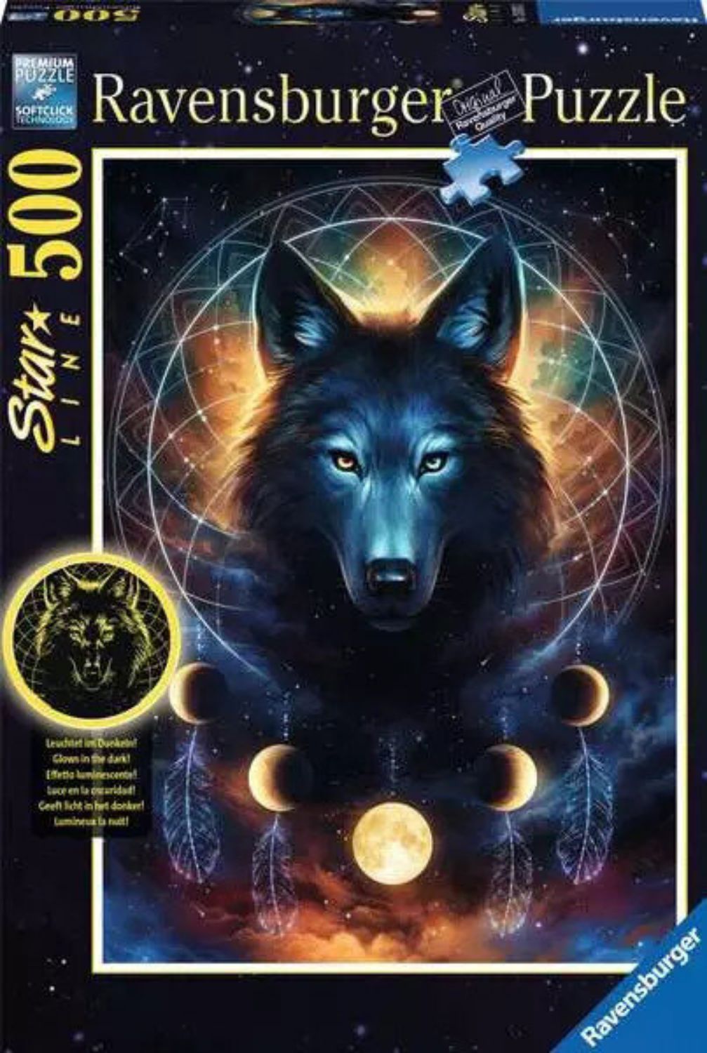 Ravensburger Puzzle 500 Teile - Leuchtender Wolf - von Ravensburger