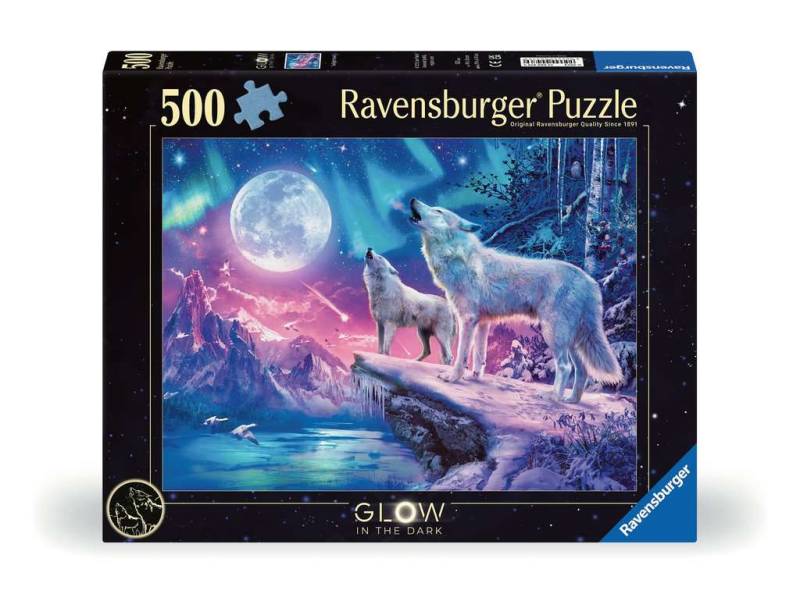 Ravensburger Puzzle 500 Teile - Wolf im Nordlicht - von Ravensburger