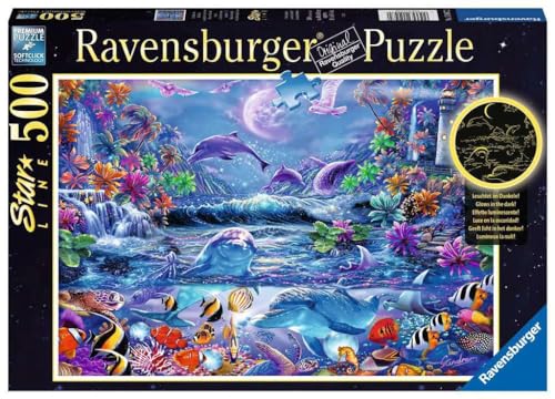 Ravensburger Puzzle 15047 - Im Zauber des Mondlichts - 500 Teile Puzzle für Erwachsene und Kinder ab 10 Jahren, Leuchtpuzzle mit Unterwasserwelt-Motiv, Leuchtet im Dunkeln von RAVENSBURGER PUZZLE