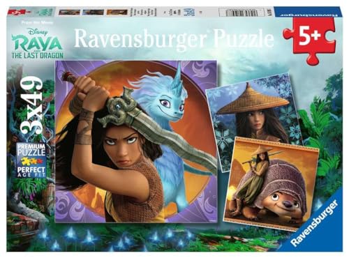 Ravensburger Kinderpuzzle - 05098 Raya, die tapfere Kriegerin - Puzzle für Kinder ab 5 Jahren, mit 3x49 Teilen von Ravensburger