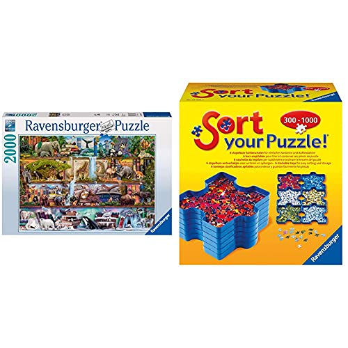 Ravensburger Puzzle - Aimee Stewart: Großartige Tierwelt - 2000 Teile Puzzle, Motiv von Aimee Stewart & Sort Your Puzzle - 6 stapelbare Puzzle-Sortierschalen zum einfachen Sortieren und Aufbewahren von Ravensburger